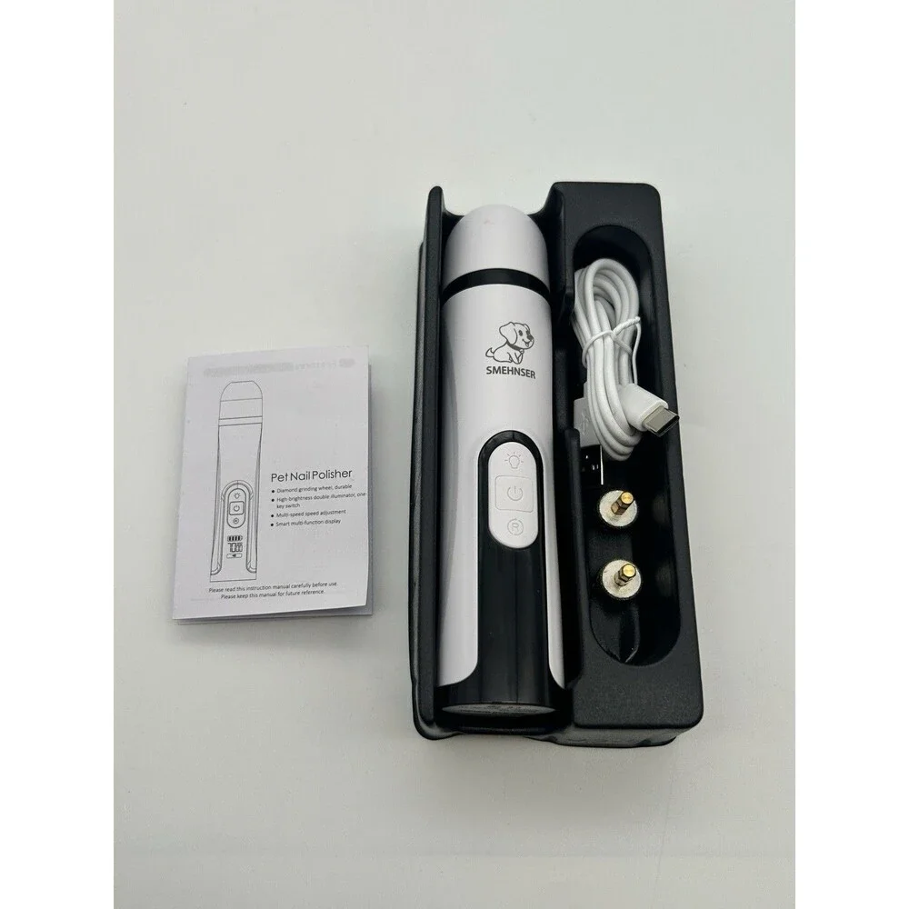 SMEHNSER Pet Nail Grinder Rechargeable Dog Cat Nail Trimmer USB Quiet Grooming